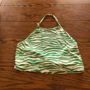 Cute SHEIN green and white cropped shirt with adjustable straps new no tags